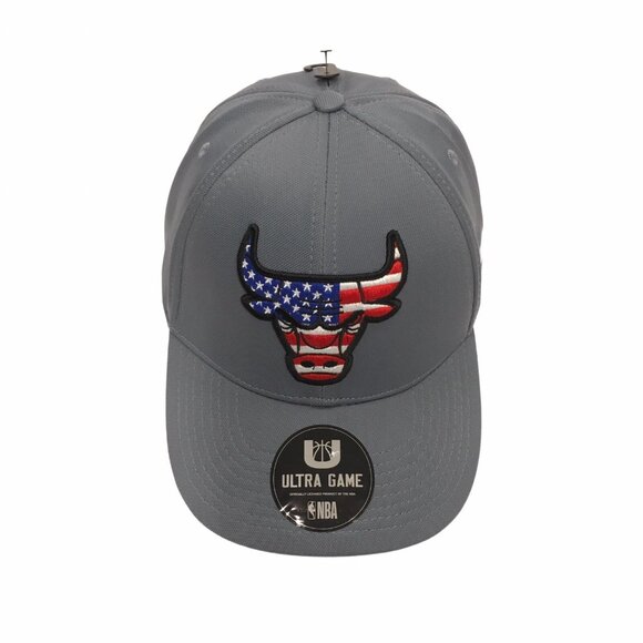 Chicago Bulls Hat NBA ULTRA GAME One Size Gray American Flag Logo Embroidered - Picture 2 of 10